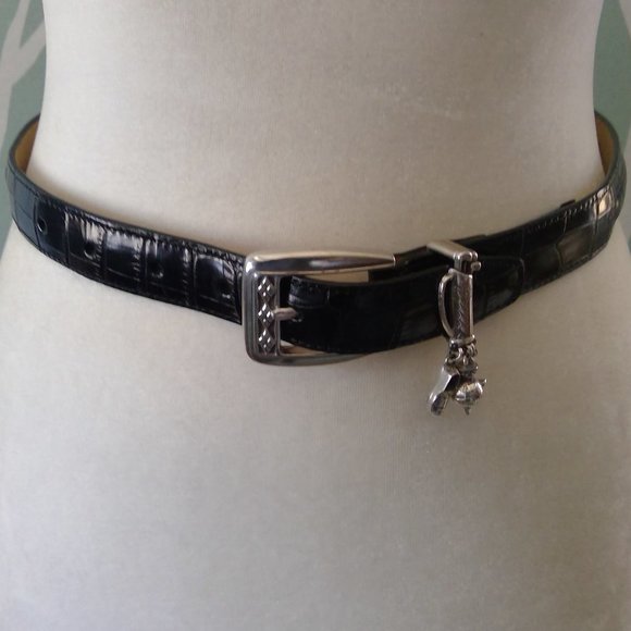 Brighton Black Leather Belt with Silver Buckle - Picture 1 of 9